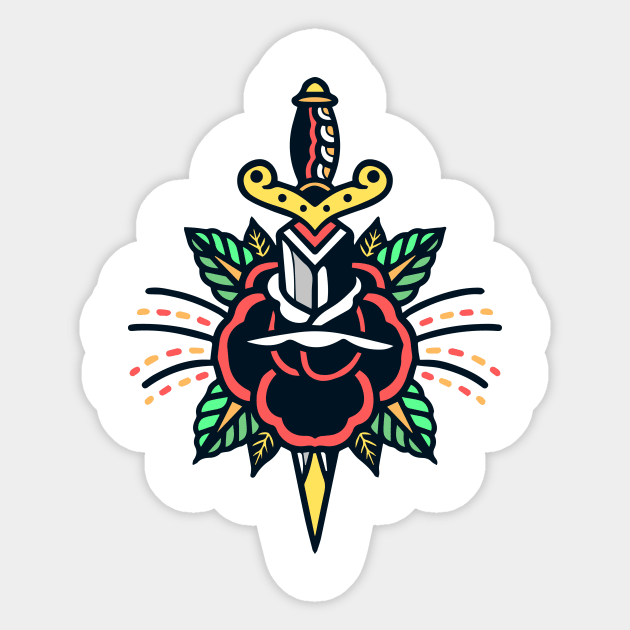 Rose and Dagger Sticker by herbivorass